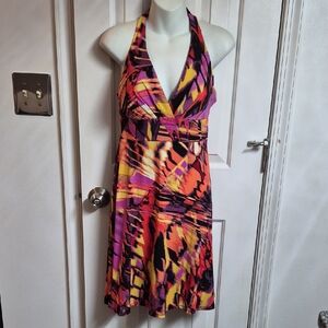Vibrant Multicolor Halter Dress